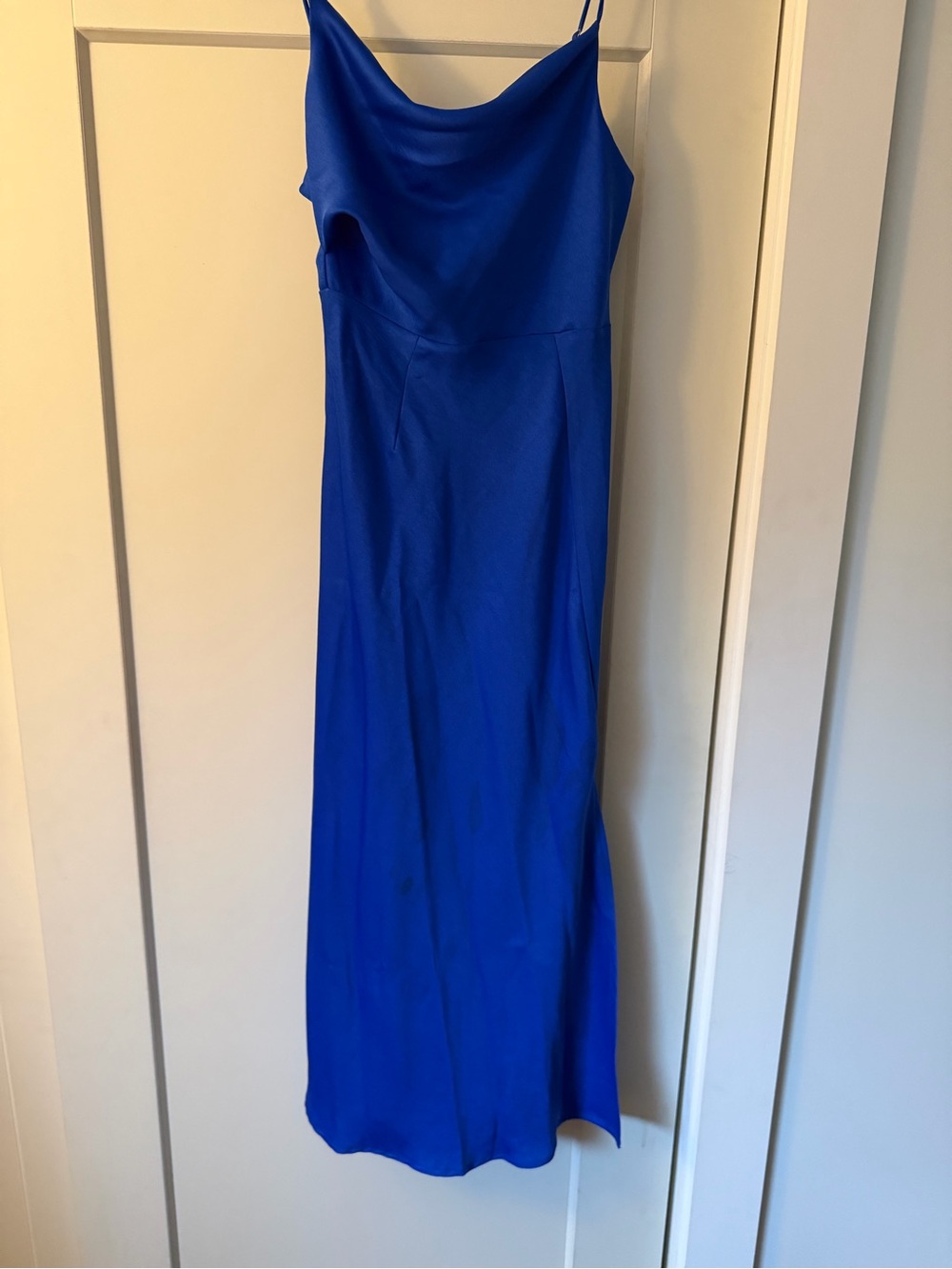 Elegant Cowl Neck Slip Dress - Royal Blue